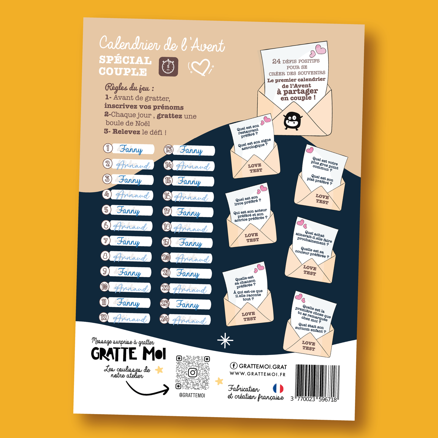 Calendrier de l'Avent "couple" ❤️ jeux à gratter Noël