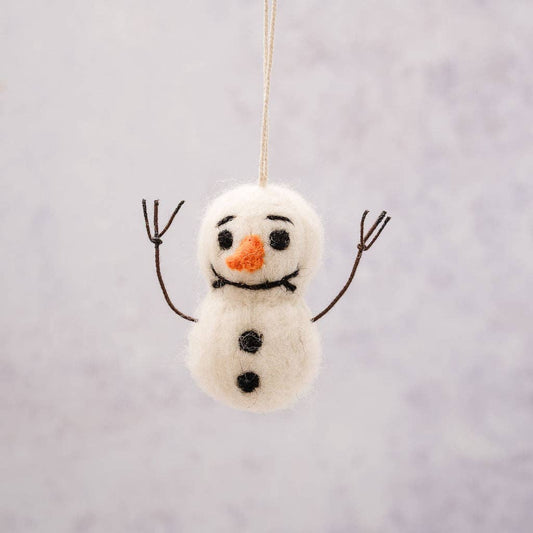 Décoration d'Arbre Bonhomme de Neige en Feutre