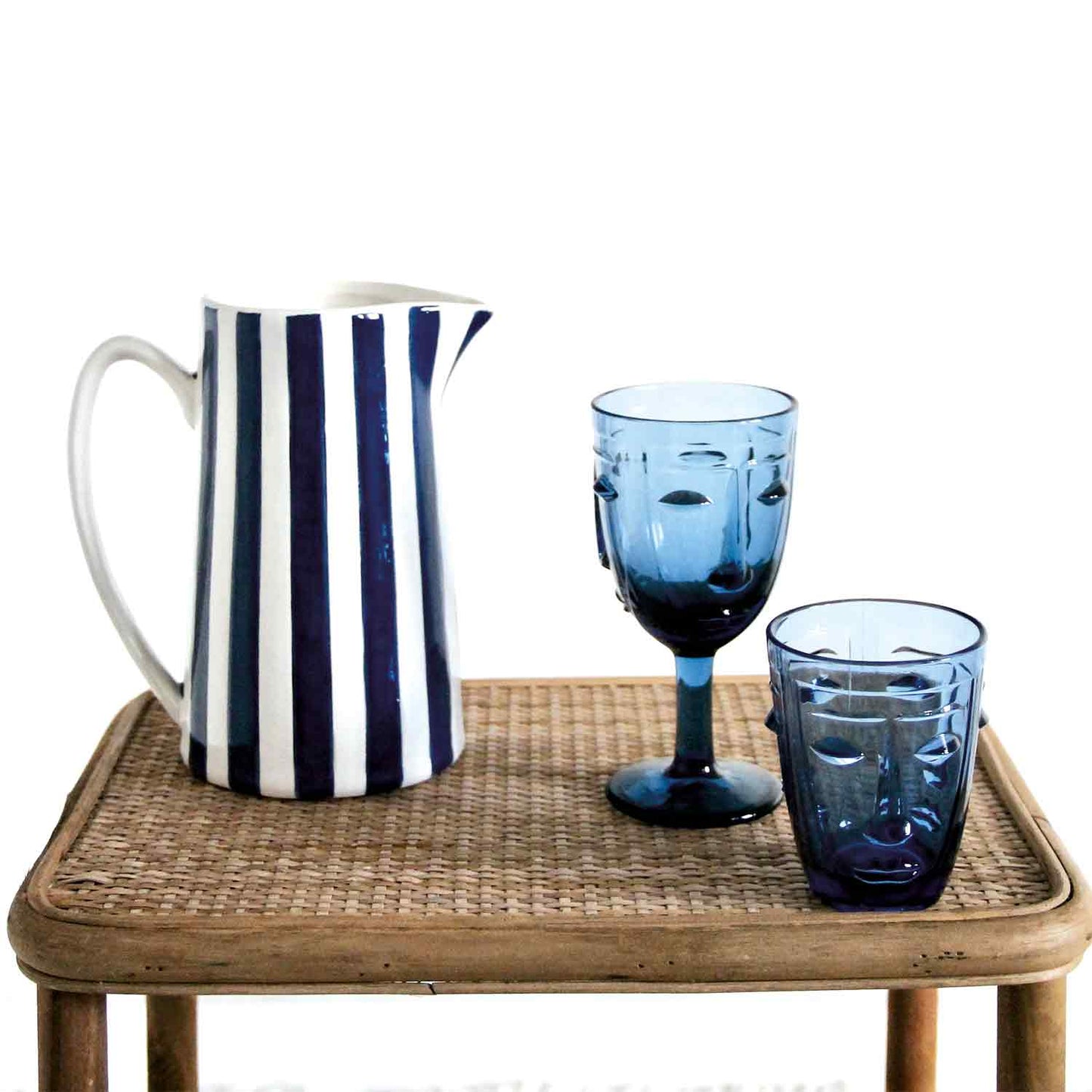 Verre à pied Visage bleu