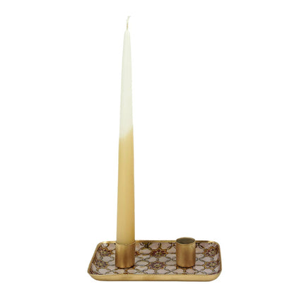 Plateau métal émaillé Hoya 10x15, bordure dorée