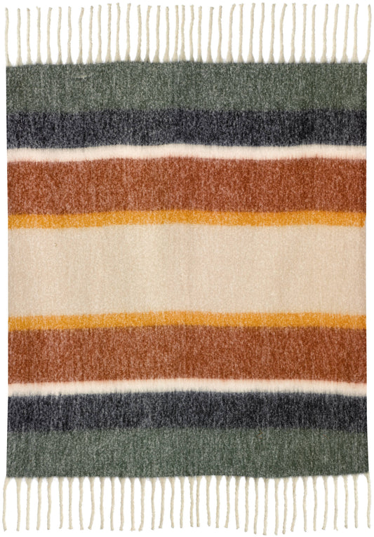 Plaid rayé recyclé Isabel Rouille 130 x 160
