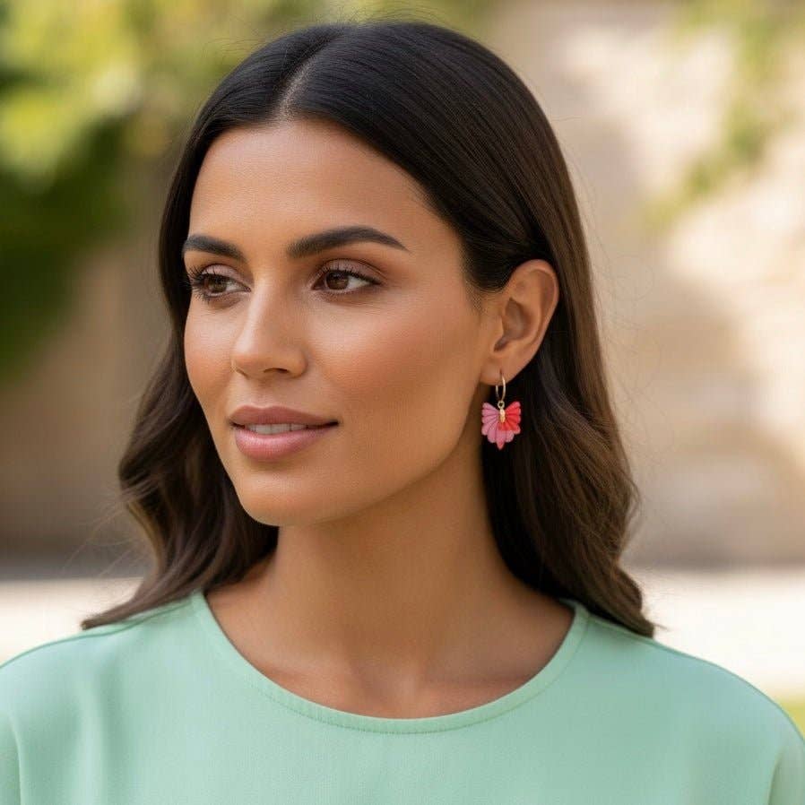 Fleur de Corail - Boucles d'Oreilles Créoles Artisanales