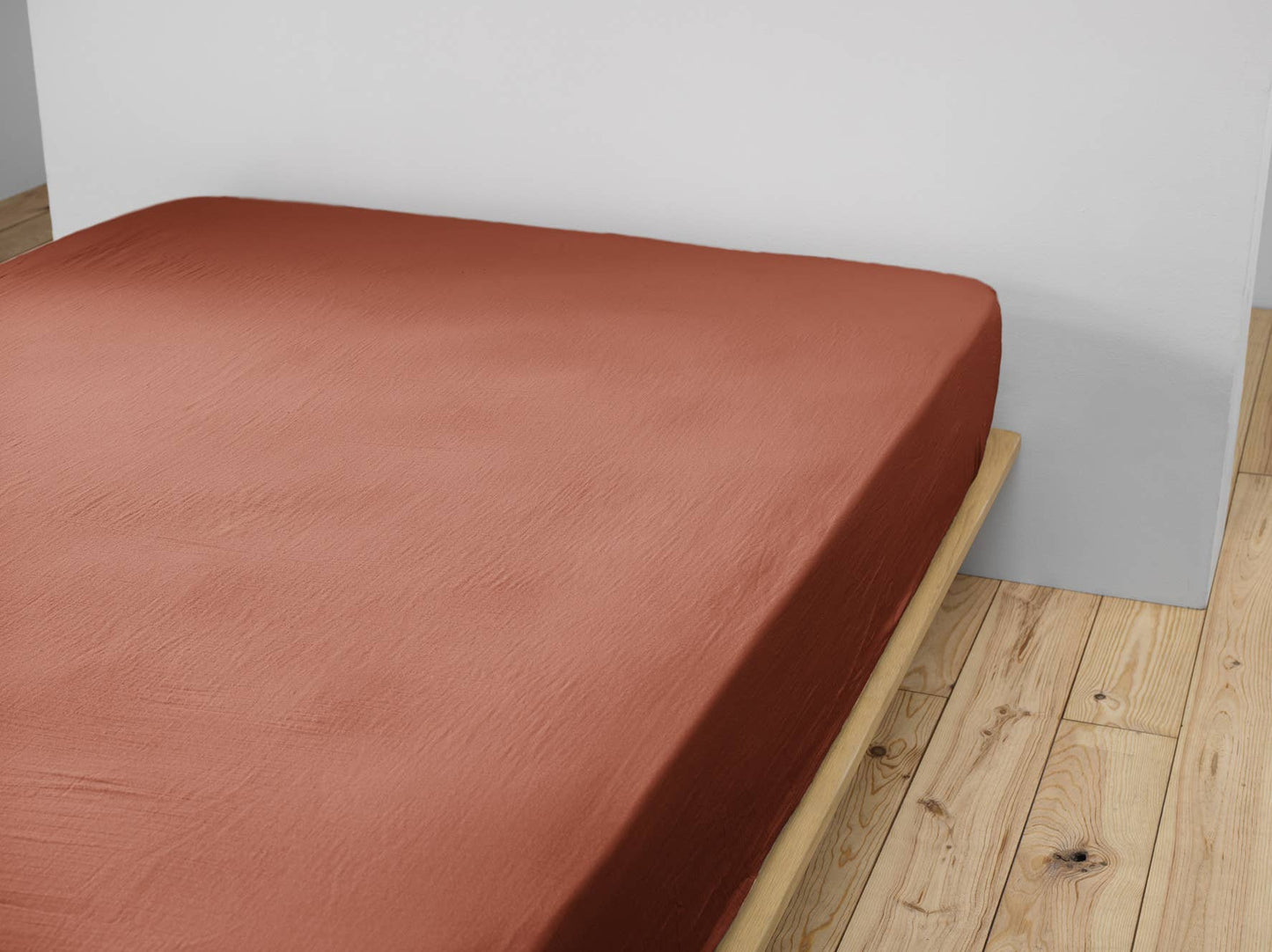Drap housse Gaze de Coton 180 x 200 cm GAÏA Terracotta