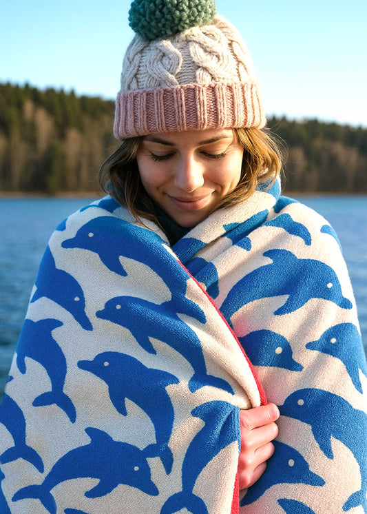 Serviettes en coton biologique Jumping Dolphins