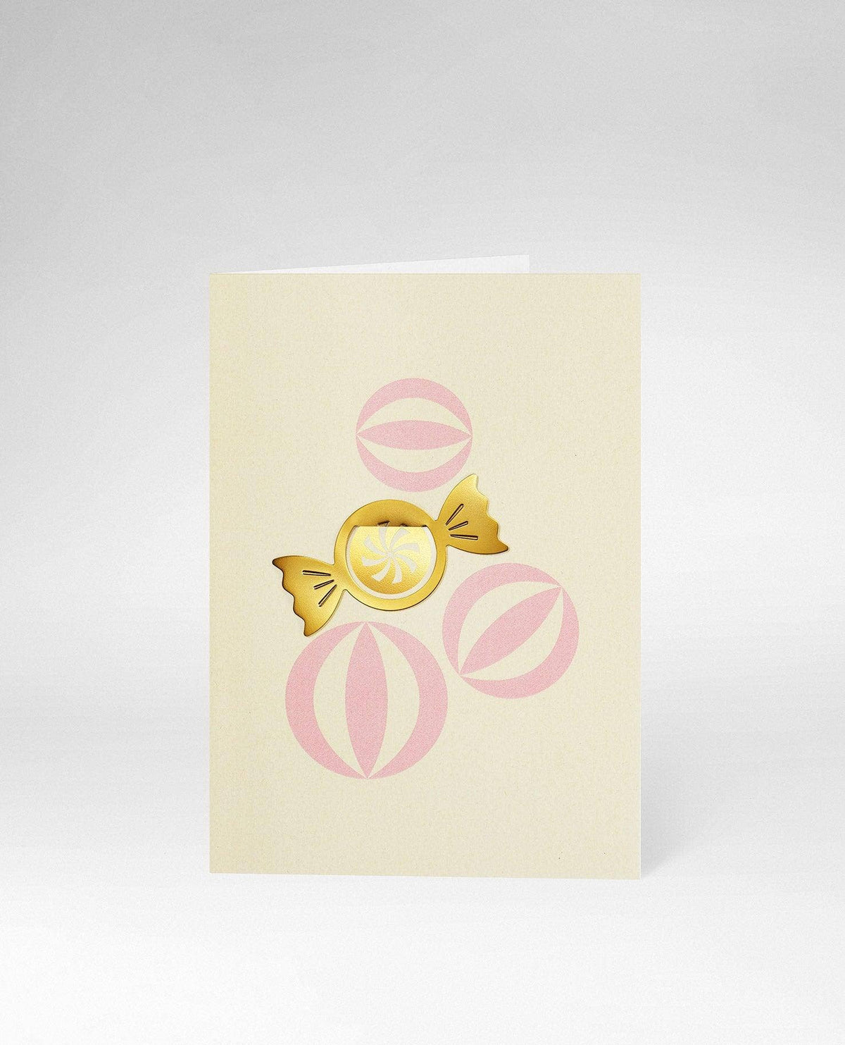 Carte de vœux avec clip doré en forme de bonbon