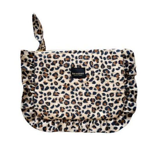 Pochette plate M - léopard beige