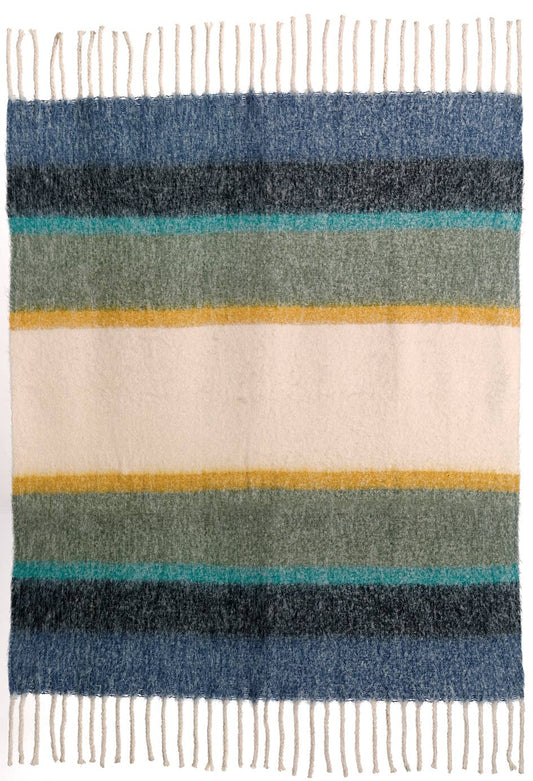Plaid rayé recyclé Isabel Mousse 130 x 160