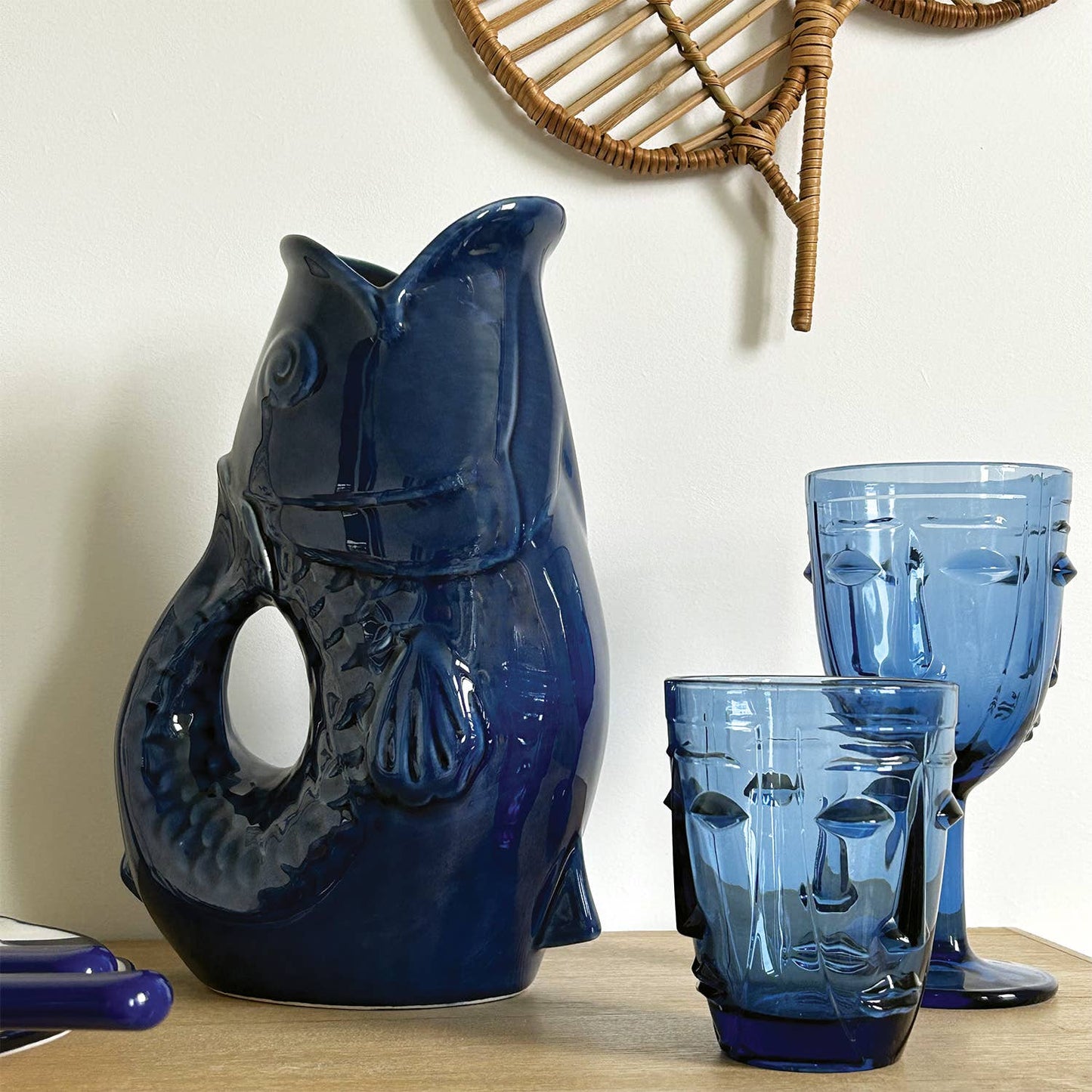 Verre à pied Visage bleu