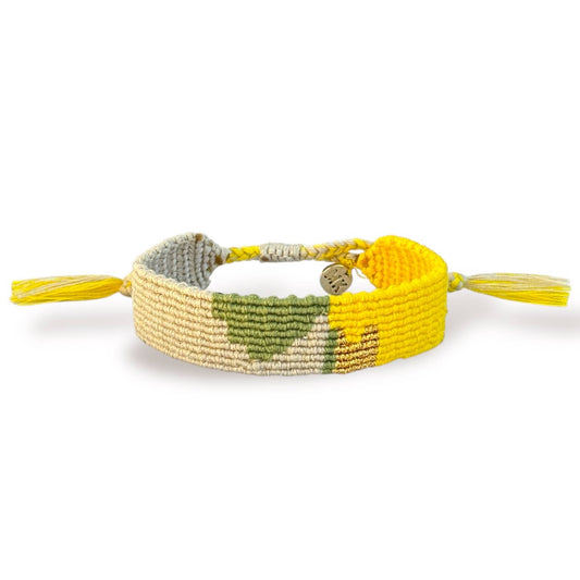 Bracelet tissé Kizel® de Maison Kizo Jaune Kaki et doré