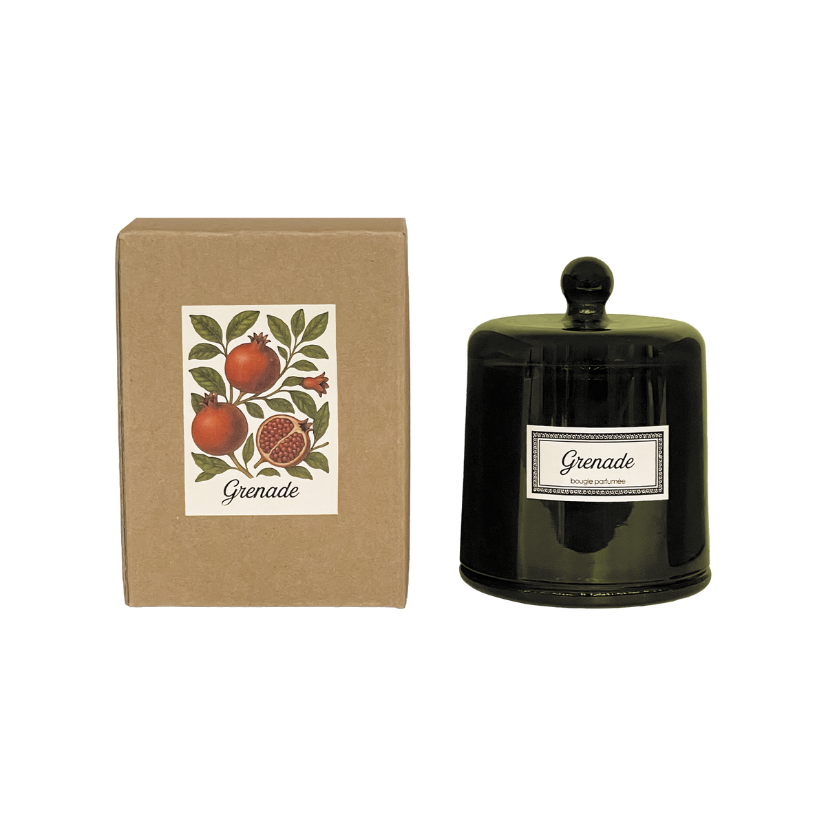 Bougie cloche botanic pm grenade D9 H12cm