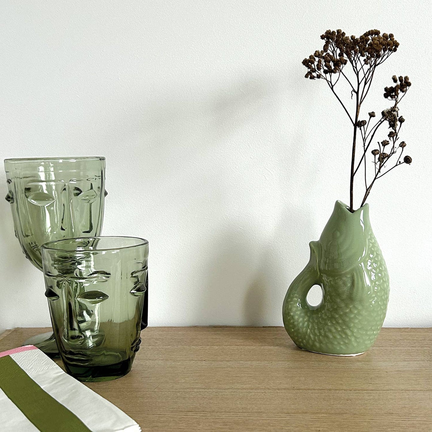 Verre à pied Visage vert