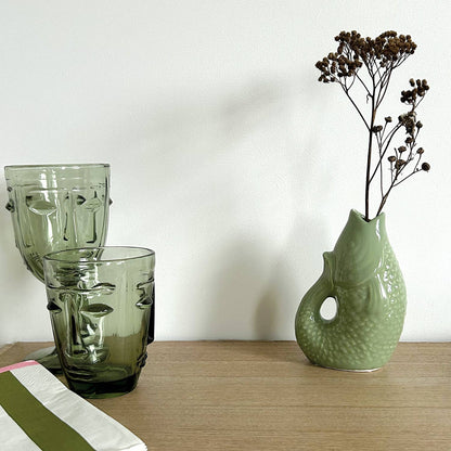 Verre à pied Visage vert