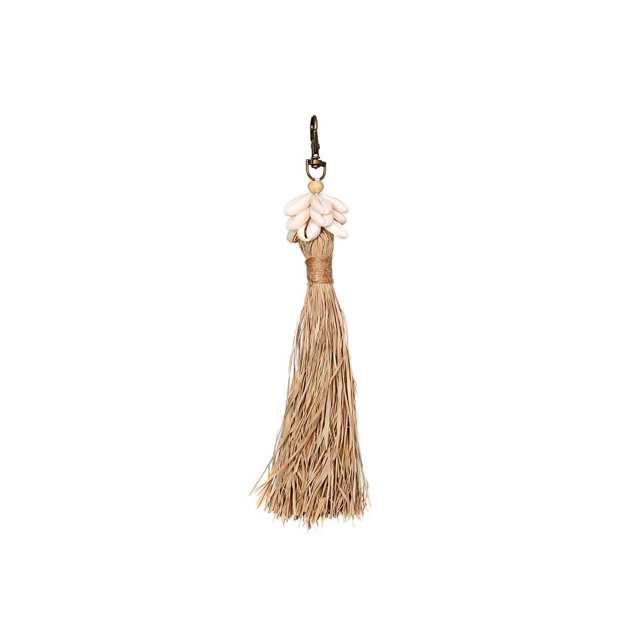 Porte-clés en raphia avec coquillages cauris