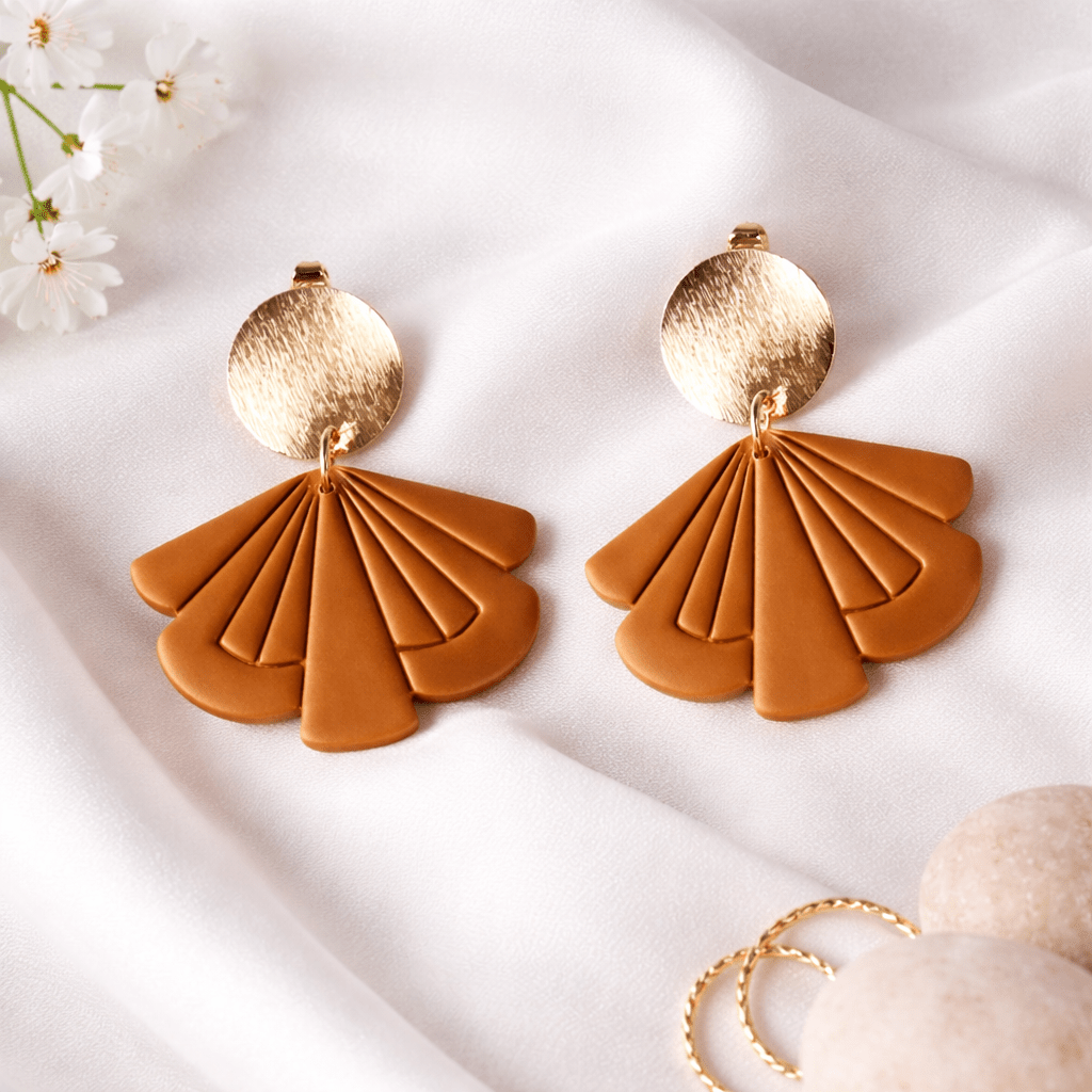 LEA – Boucles d'oreilles pendantes en éventail artisanales et colorées