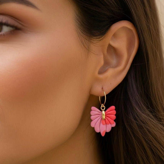 Fleur de Corail - Boucles d'Oreilles Créoles Artisanales