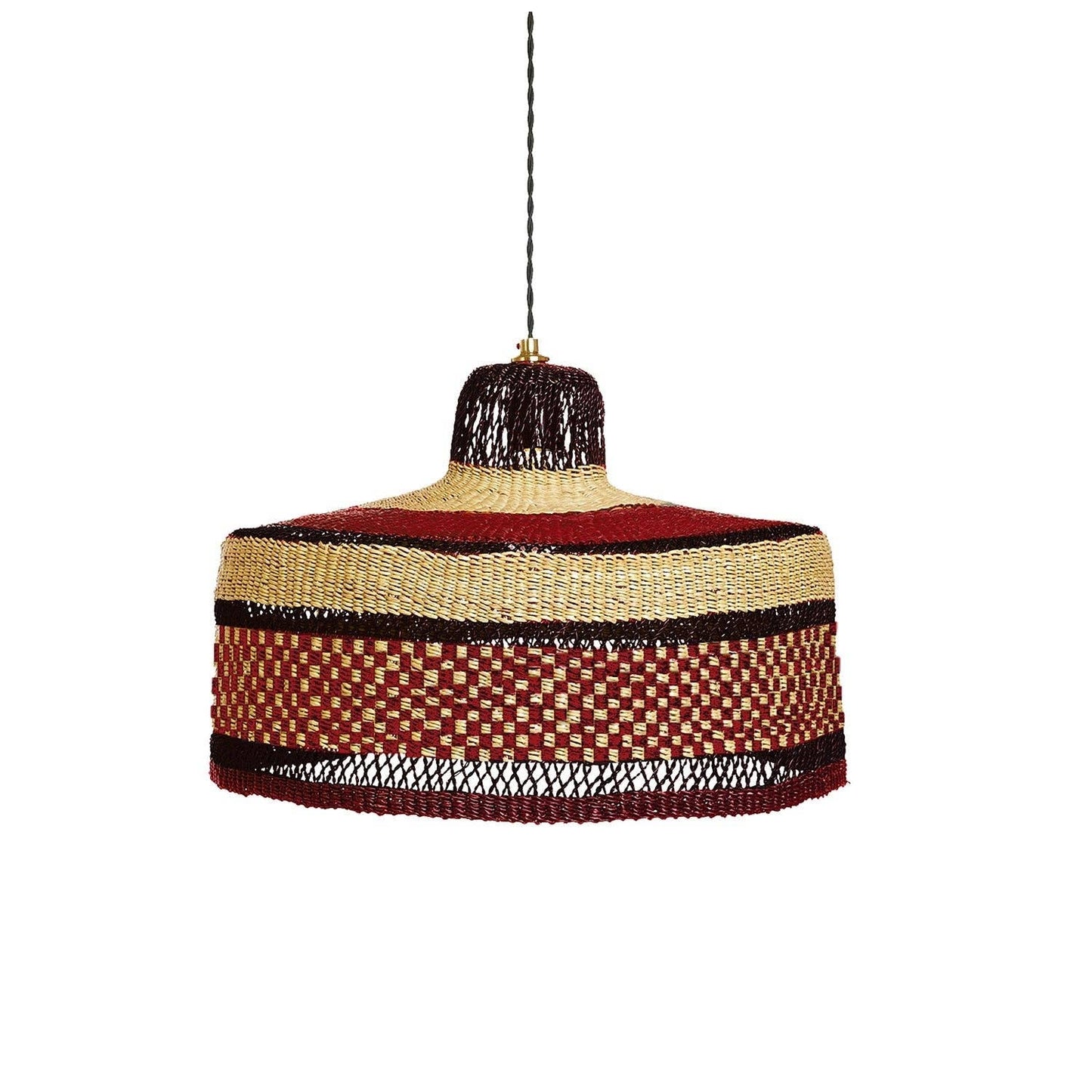 Lampe suspendue en paille tressée de taille moyenne CHECKERS M