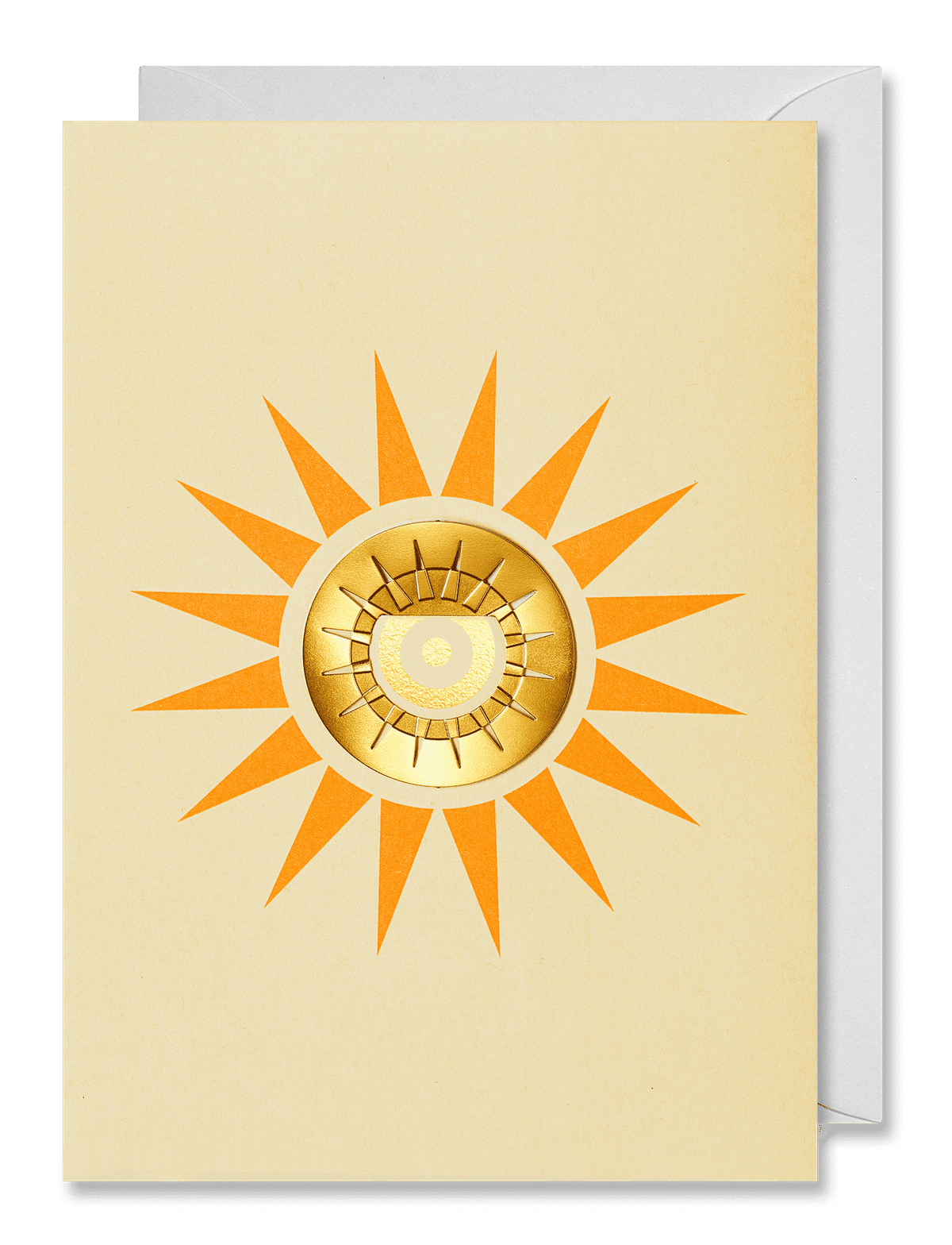 Carte de vœux avec clip doré en forme de soleil