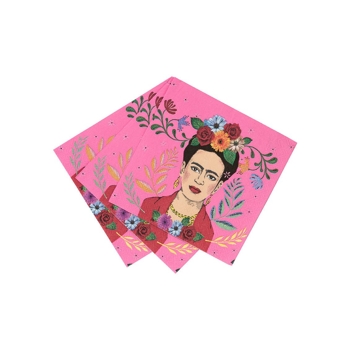 Serviettes à cocktail roses Frida Kahlo | Paquet de 20 | Fête d'été |