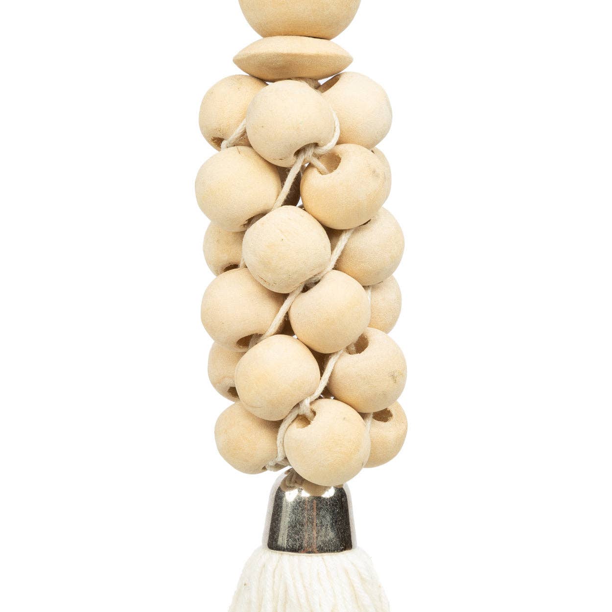 Porte-clés en perles de bois naturel blanc