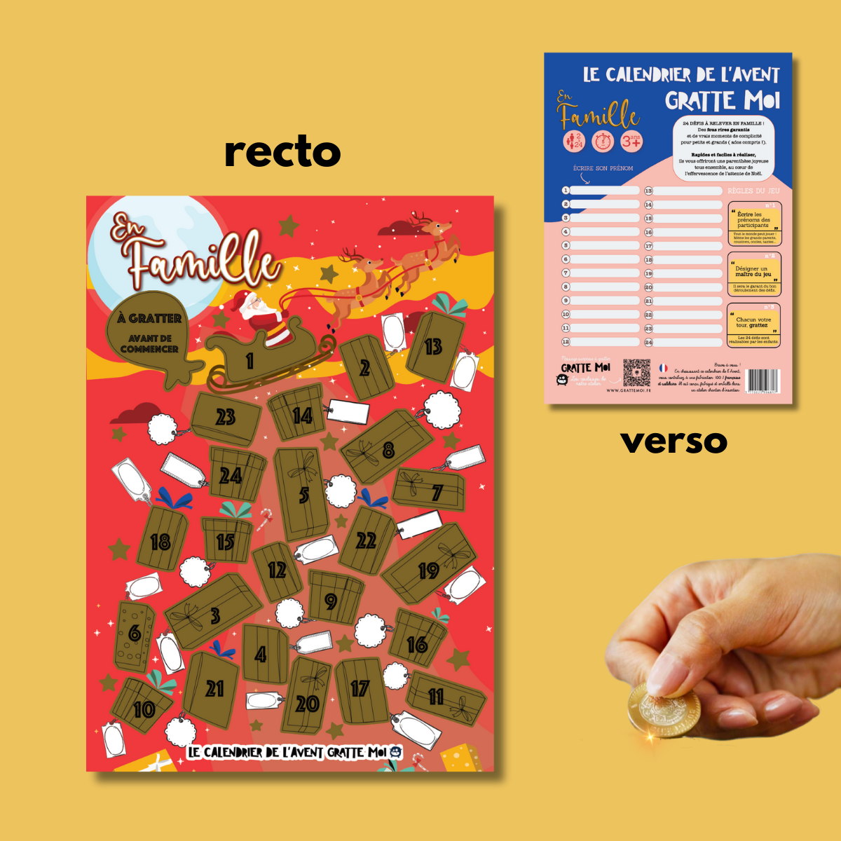 Calendrier de l’Avent à gratter - FAMILLE ⭐️ pour Noël