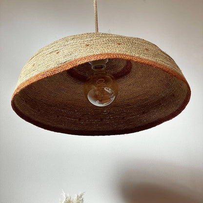Suspension douille blanche 110cm câble corde naturelle rosace