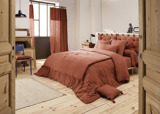 Housse de couette Gaze de Coton 260 x 240 cm GAÏA Terracotta
