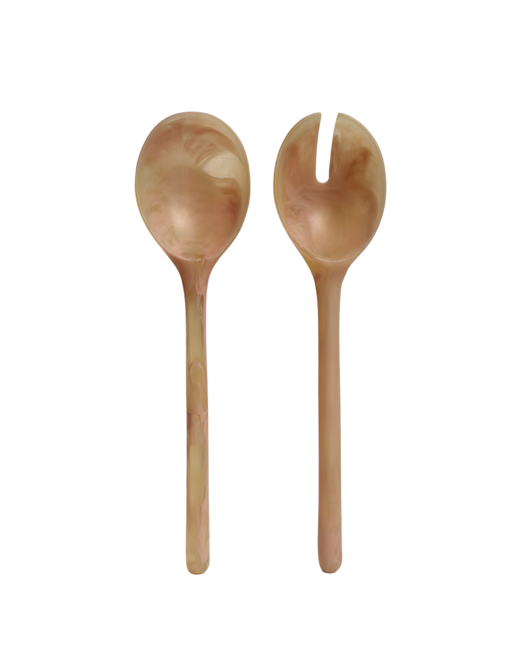 Set de couverts à salade en résine corail marbré