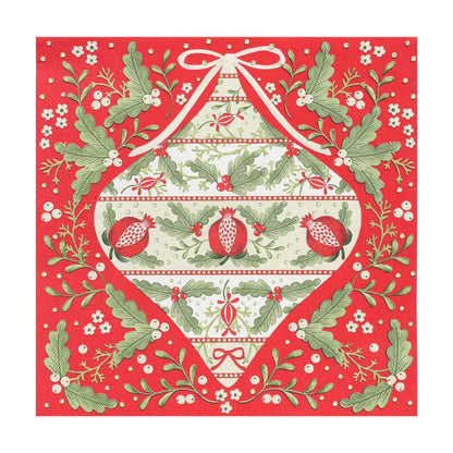 Serviettes en papier rouges de Noël Folklore - Pack de 20