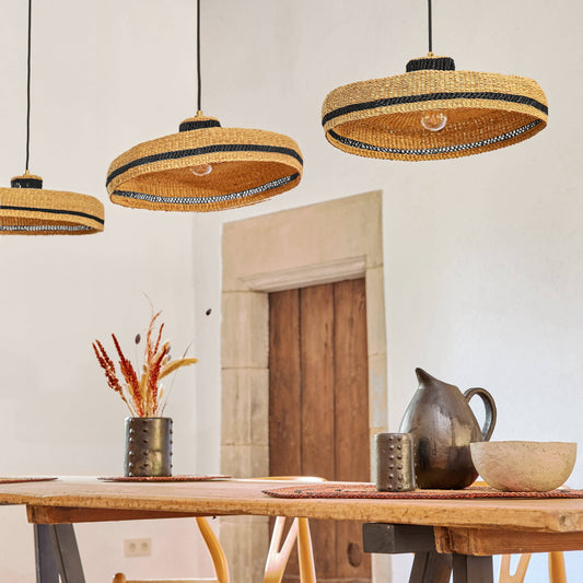 Lampe suspendue en paille tressée plate HATTER