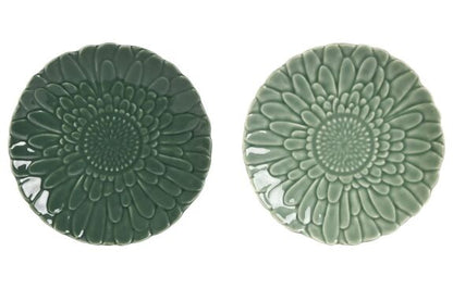 Assiettes dessert porcelaine feuille