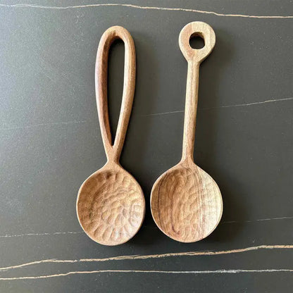 Couverts À Salade Martelé Bois D'acacia