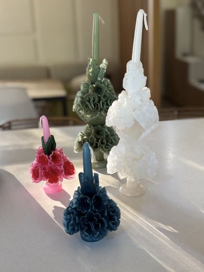 Grande bougie florale Blanche