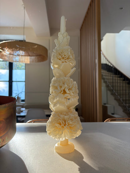 Grande bougie florale Ivoire