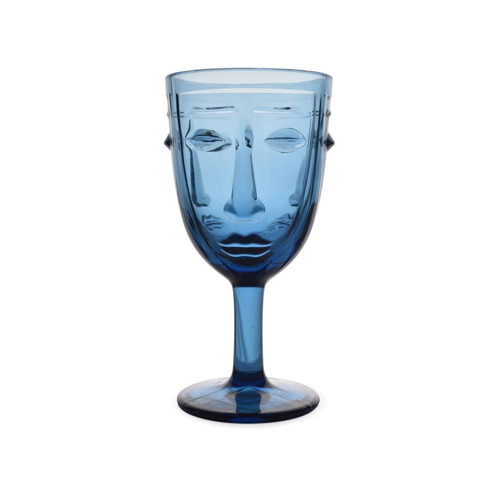Verre à pied Visage bleu