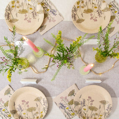 Serviettes florales écologiques en papier recyclé | Paquet de 20 |