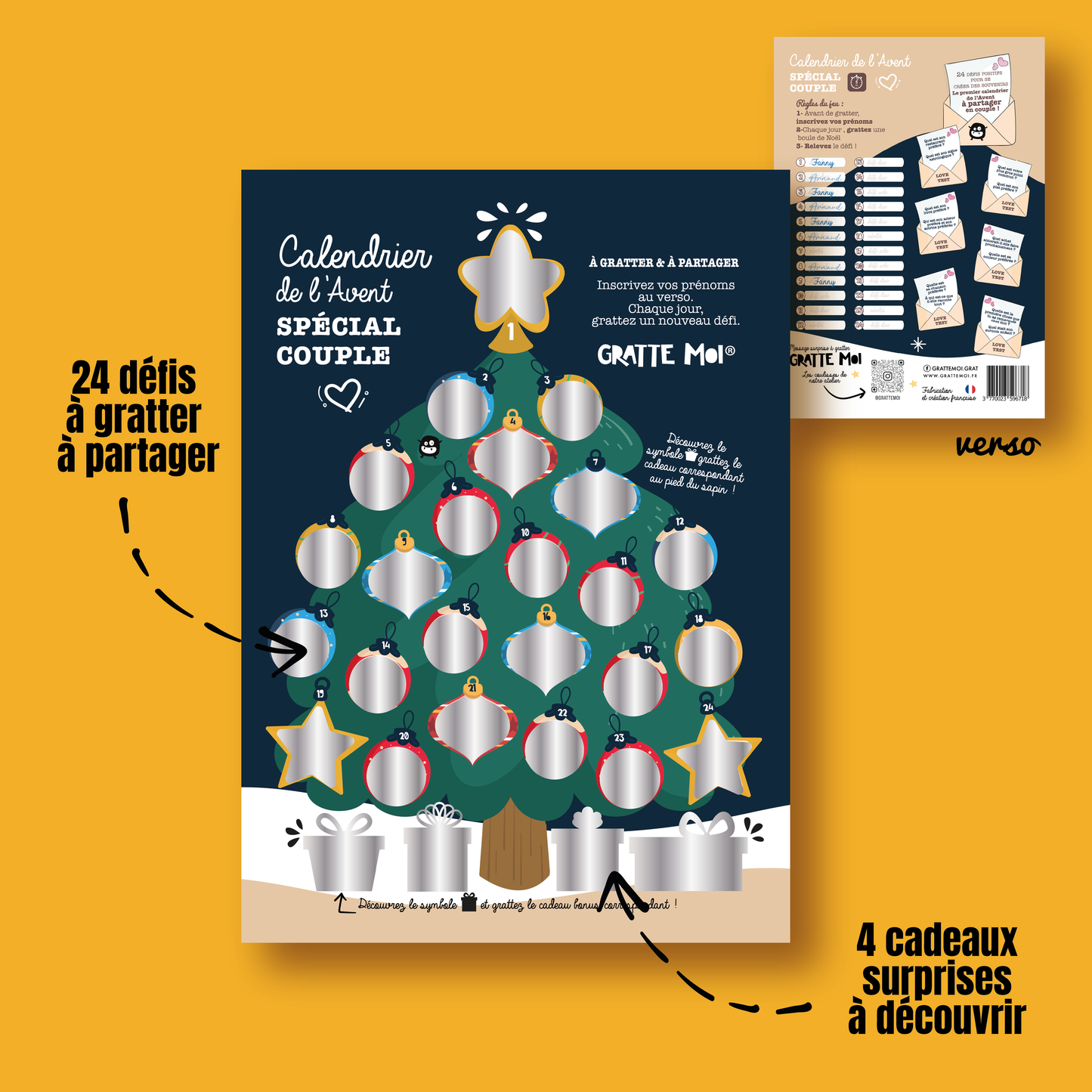 Calendrier de l'Avent "couple" ❤️ jeux à gratter Noël