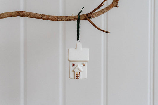 Décoration de Noël en céramique en forme de maison et d'arbre