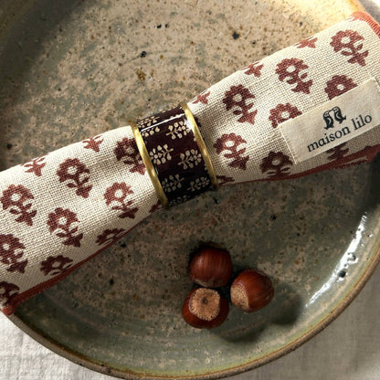 Rond de serviette laiton émaillé Acajou