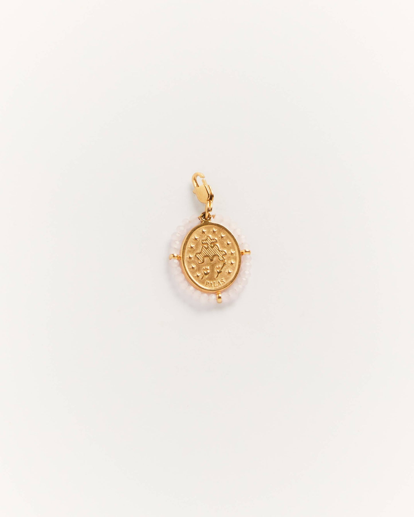 Charm Santa Misty Pink - médaille pendante avec pierres rose poudré