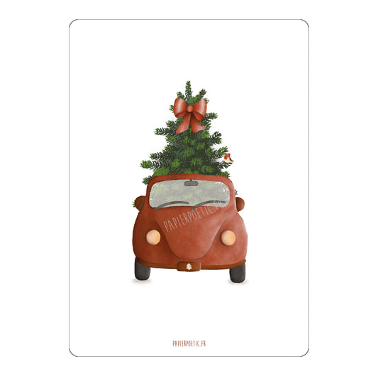 Carte Postale / Card "En voiture sapin"