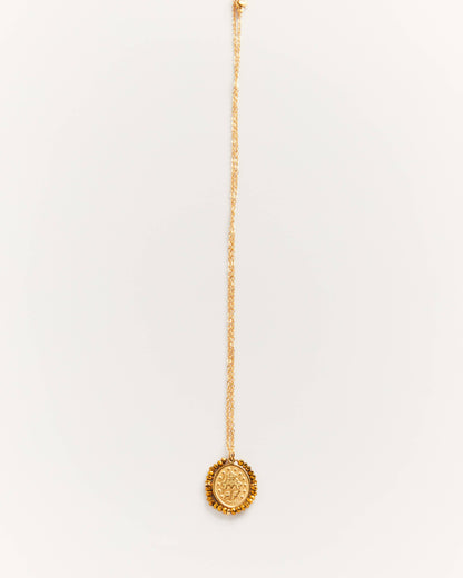 Santa Maria Gold - collier médaille dorée avec pierres dorées