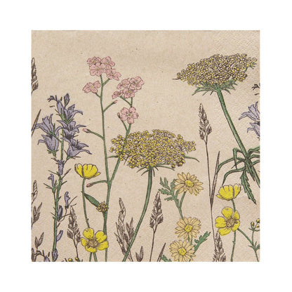 Serviettes florales écologiques en papier recyclé | Paquet de 20 |