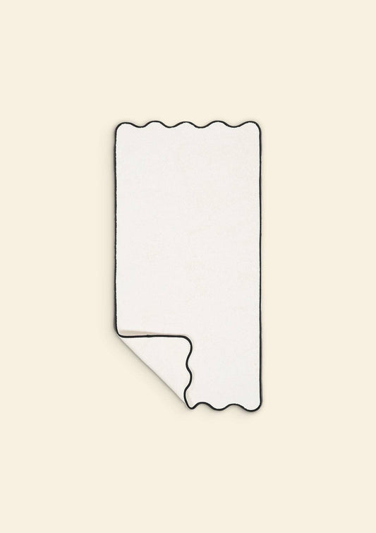 La serviette de toilette ondulée en coton ivoire & noir