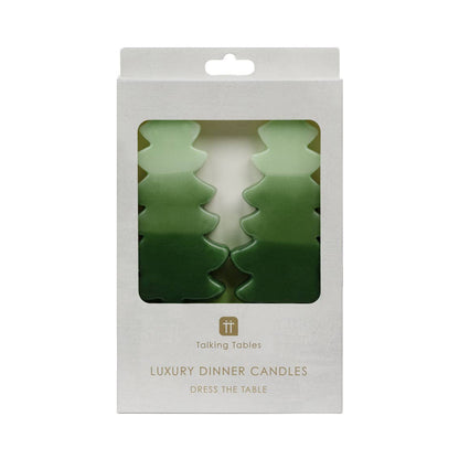 Bougies de dîner en forme de sapin de Noël vert | Paquet de 2 | Décoration de table |