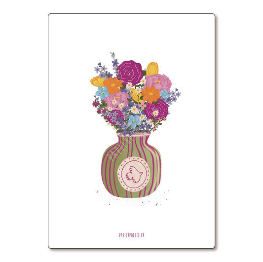 Carte Postale / Card "Vase coloré fleuri"