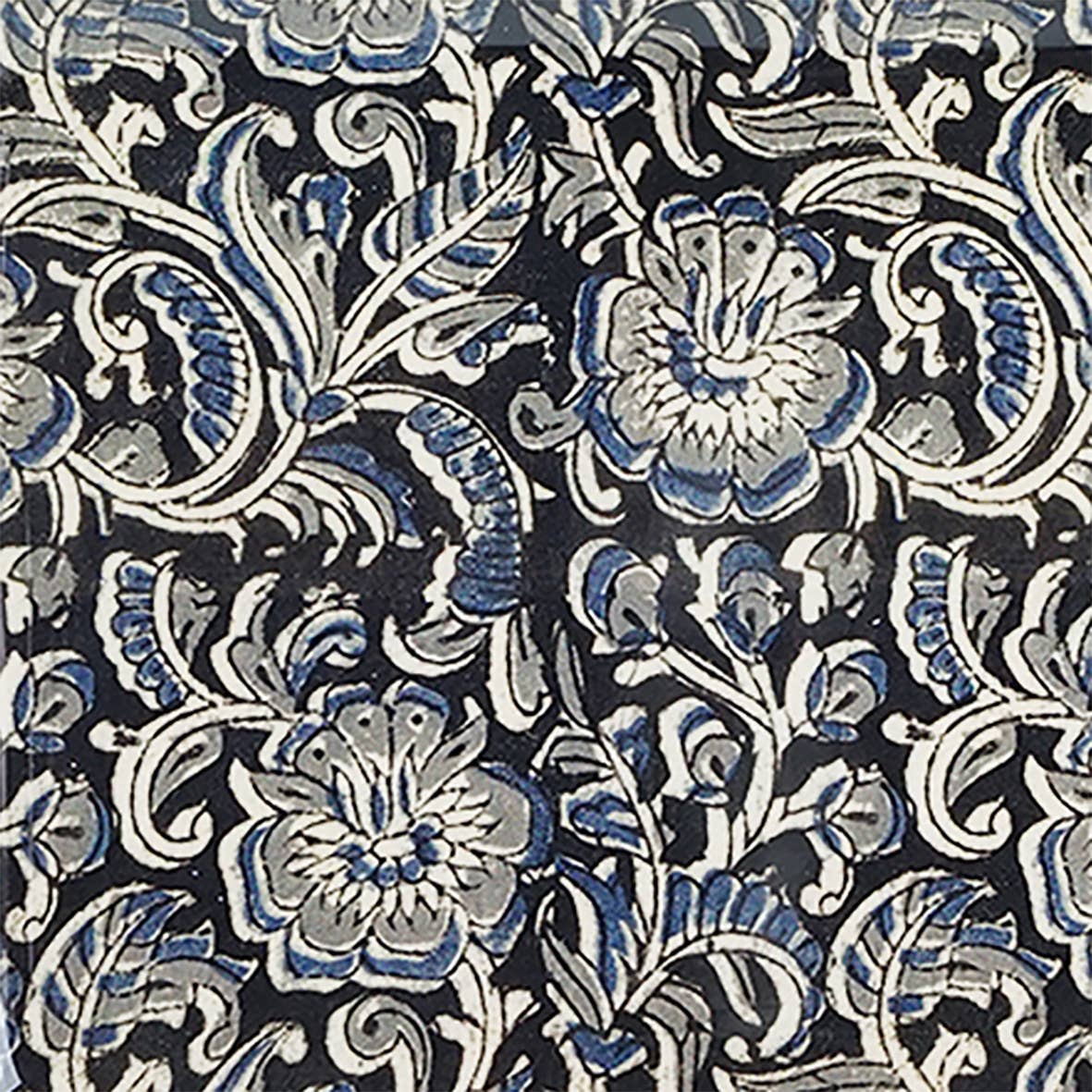 Plateau métal émaillé Kalamkari 15x25, bordure dorée