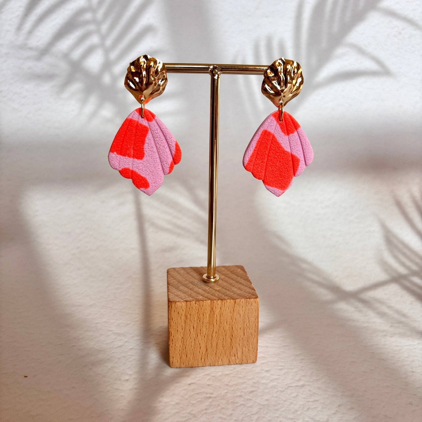 Sirenita – Boucles d'oreilles Feuille orange et fuchsia