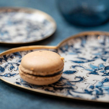 Plateau cœur en métal émaillé Ispahan, bordure dorée