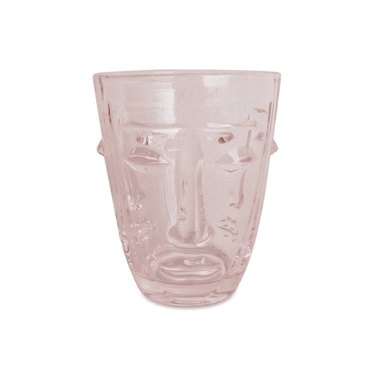 Verre gobelet visage rose D8 H10cm