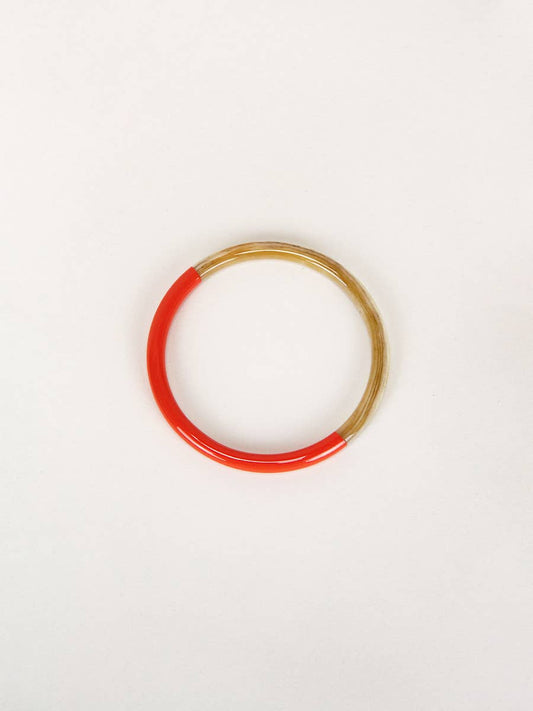 Jonc simple en corne blonde avec laque orange